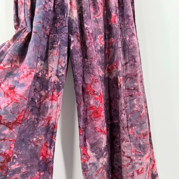 Unbranded Palazzo Pants One Size Tie Dye Made in Italy Cotton Smocked Wide Leg - Picture 9 of 10